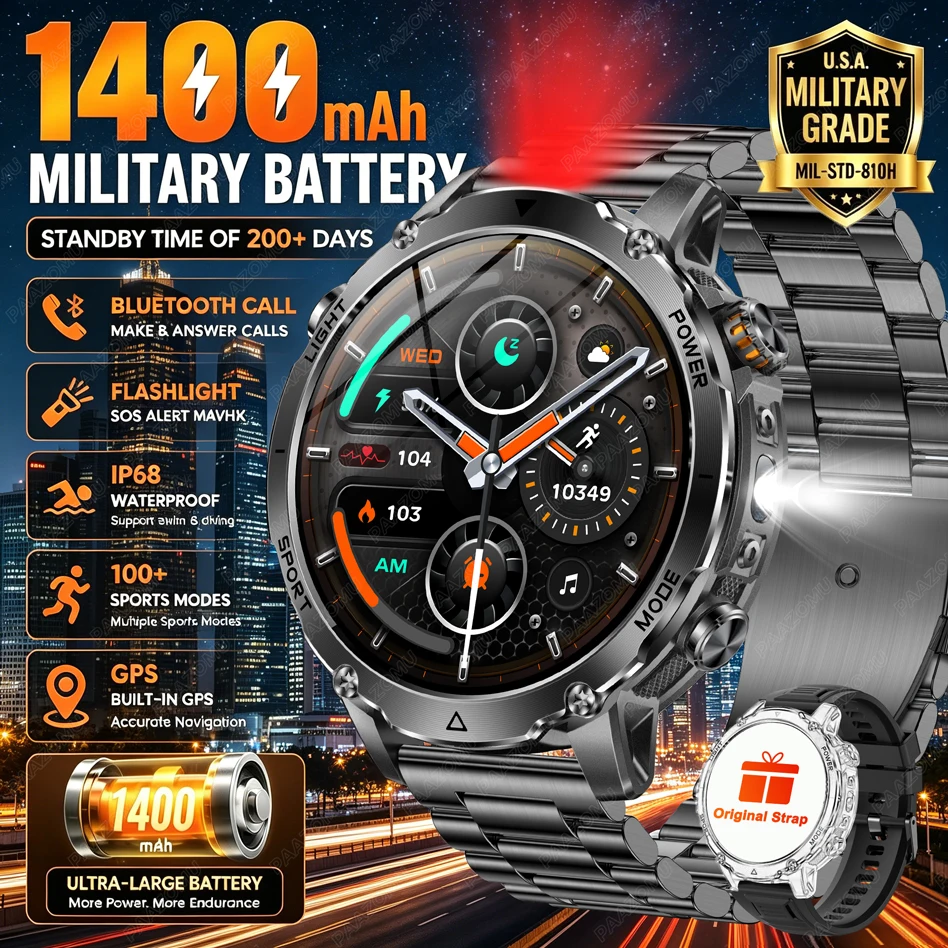 Smartwatch Branded Watches For Men - Smartwatch męski z dużą baterią 1400mAh,
