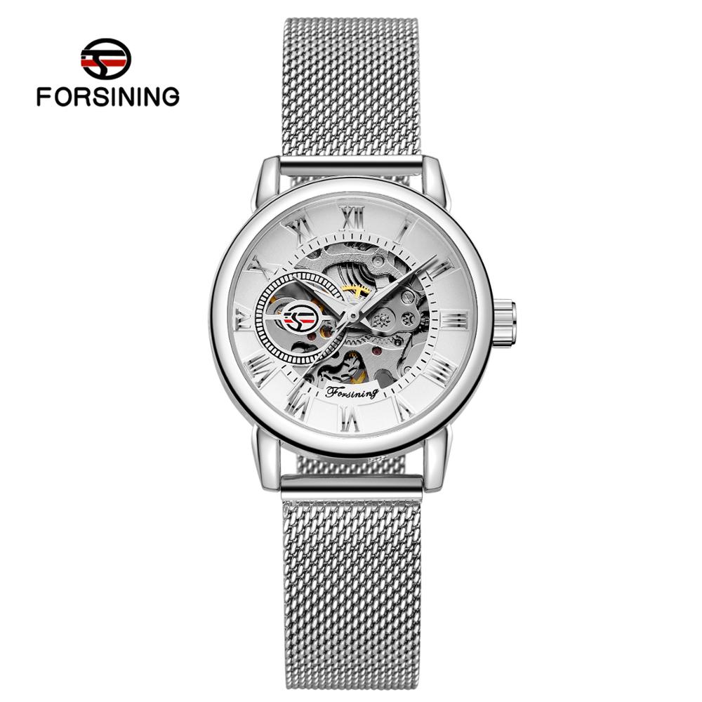 Mesh Stainless Strap - Reloj Mujer FORSINING modny damski zegarek