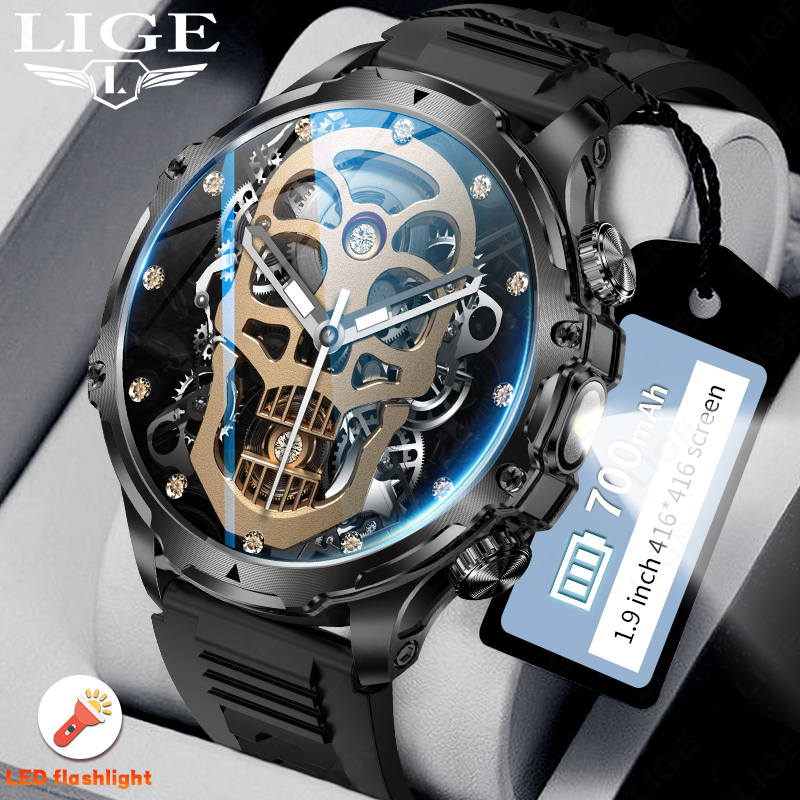 Smartwatch Latest Watches For Men - LIGE 700mah duża bateria latarka inteligentny