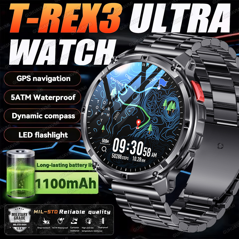 Smartwatch Watches For Men With Gps - Nowy smartwatch wojskowy T-Rex3 Ultra 1100mAh