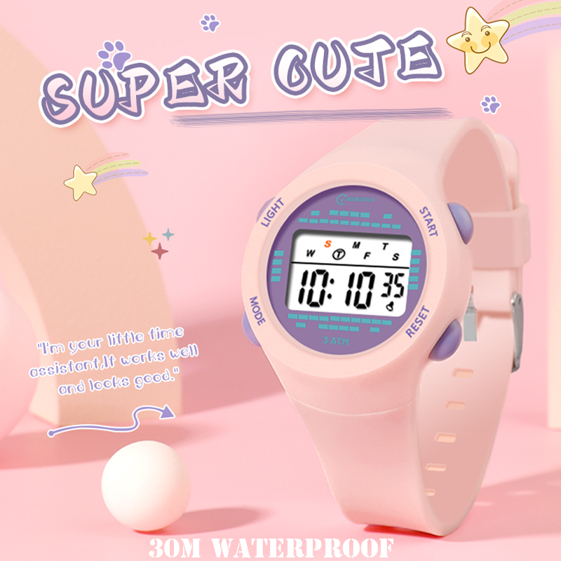 Smartwatch Digital Watches For Kid Boy With Alarm - Elektroniczny zegarek dla dzieci Dziewczyna Różowy