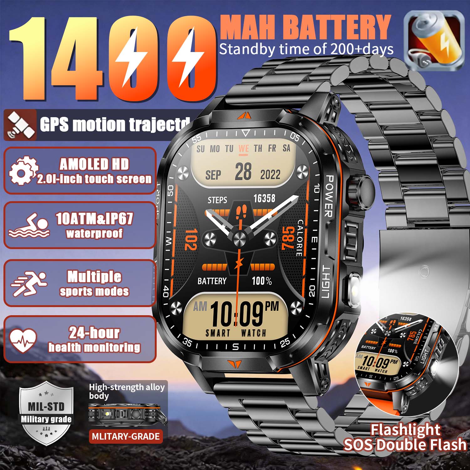 French Connection Watches Smartwatch App - Nowy wojskowy smartwatch z baterią 1400mAh