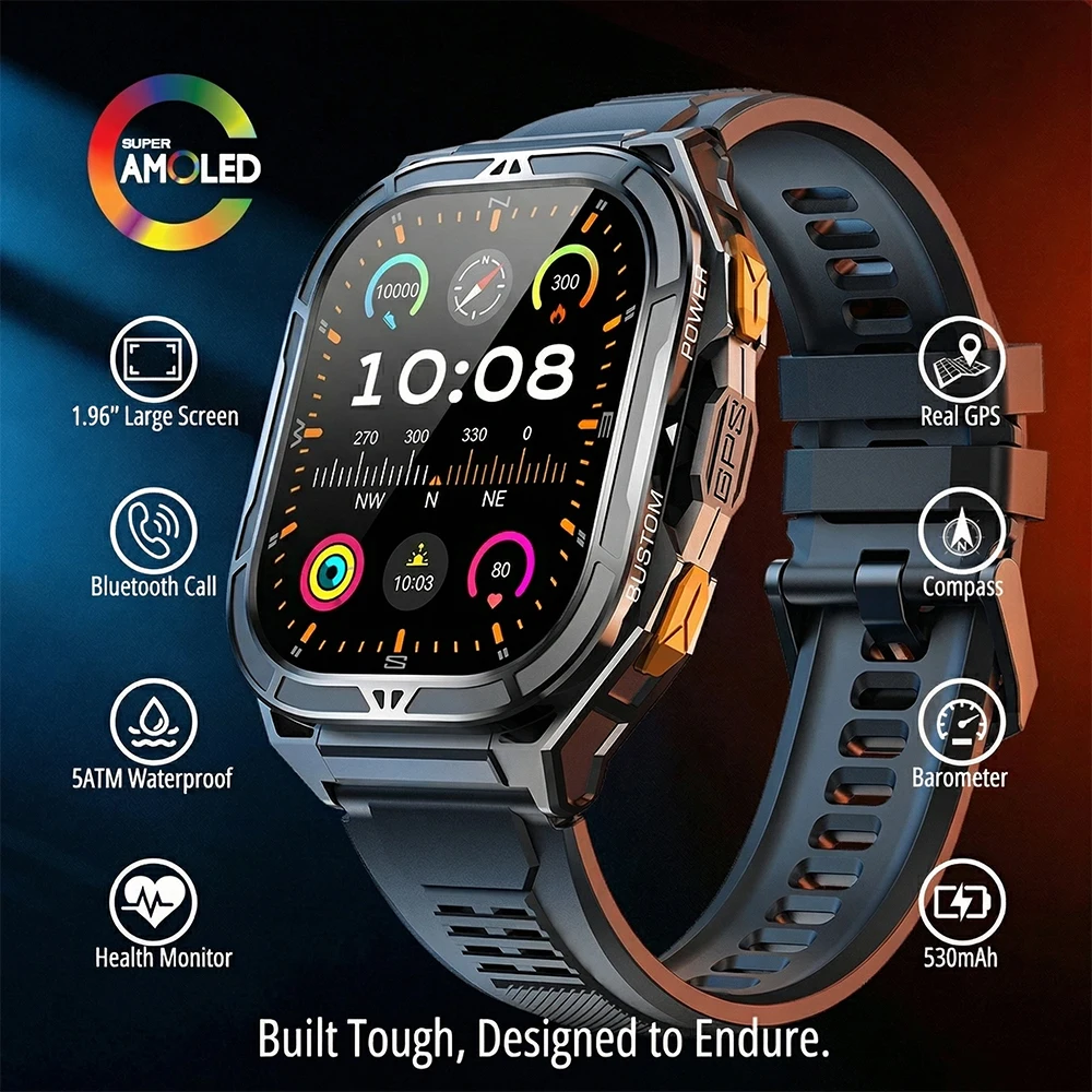 Smartwatch Watches For Men With Gps - Luksusowy smartwatch AMOLED z GPS, wodoodporny