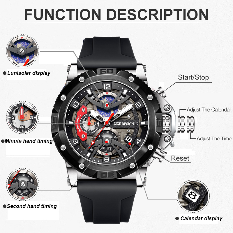 Zegarek męski LIGE, luksusowa  – Smartwatch Branded Watches For Men recenzja i cena