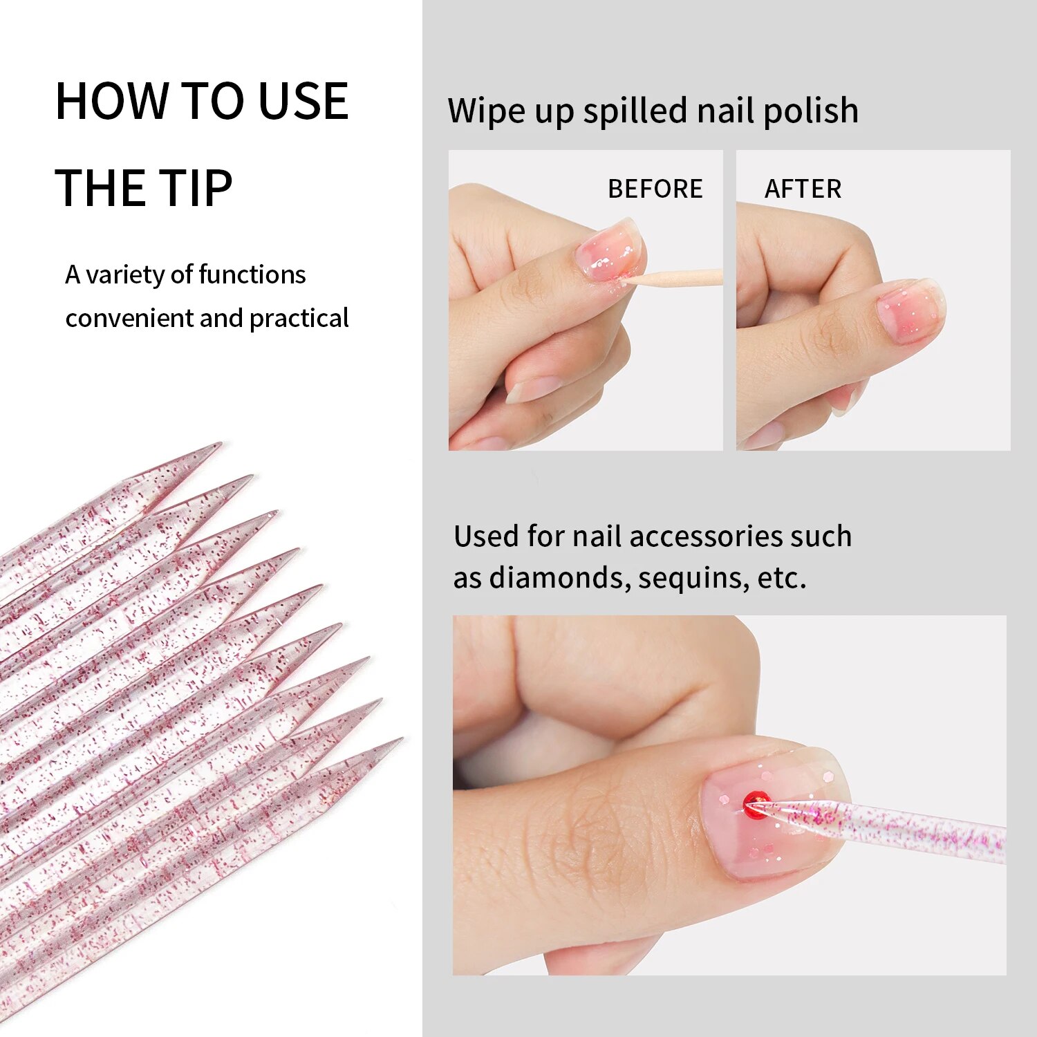 50 sztuk Nail Cuticle Pusher C – Crystal Press Tool recenzja i cena