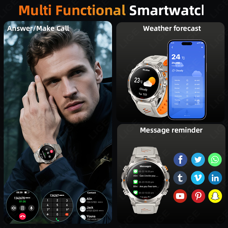 LIGE Wytrzymały Smartwatch z G – Smartwatch Watches For Men With Gps recenzja i cena